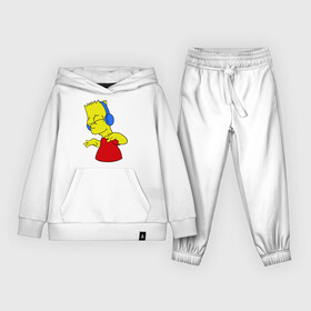 Детский костюм хлопок (с толстовкой) с принтом Барт в наушниках в Екатеринбурге,  |  | Тематика изображения на принте: bart | bart simpson | simpsons | барт в наушниках | барт симпсон | голова барта | симпсоны | симсоны