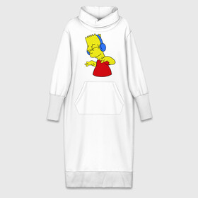 Платье удлиненное хлопок с принтом Барт в наушниках в Екатеринбурге,  |  | bart | bart simpson | simpsons | барт в наушниках | барт симпсон | голова барта | симпсоны | симсоны