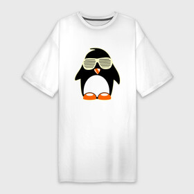 Платье-футболка хлопок с принтом Пингвин в очках жалюзи glow в Екатеринбурге,  |  | пингвин