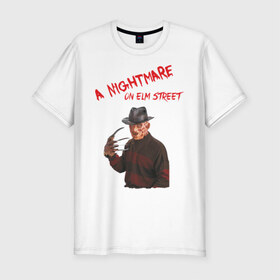 Мужская футболка премиум с принтом A Nightmare on Elm street в Екатеринбурге, 92% хлопок, 8% лайкра | приталенный силуэт, круглый вырез ворота, длина до линии бедра, короткий рукав | freddy krueger | фреди крюгер