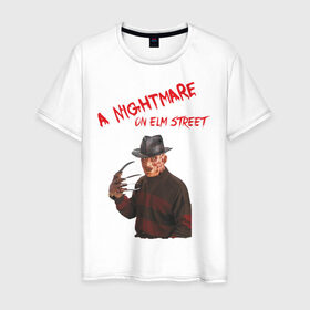 Мужская футболка хлопок с принтом A Nightmare on Elm street в Екатеринбурге, 100% хлопок | прямой крой, круглый вырез горловины, длина до линии бедер, слегка спущенное плечо. | freddy krueger | фреди крюгер