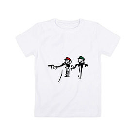 Детская футболка хлопок с принтом Марио и Луиджи (криминальная чтиво) в Екатеринбурге, 100% хлопок | круглый вырез горловины, полуприлегающий силуэт, длина до линии бедер | mario | игры | криминальное чтиво