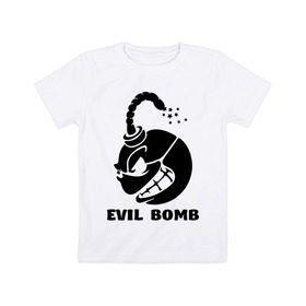 Детская футболка хлопок с принтом Злая бомба (Evil bomb) в Екатеринбурге, 100% хлопок | круглый вырез горловины, полуприлегающий силуэт, длина до линии бедер | злой смайл | смайл