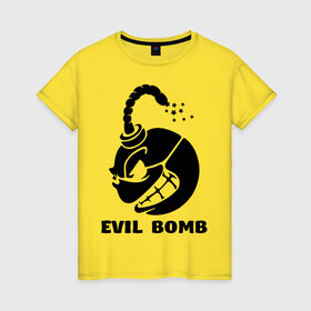 Женская футболка хлопок с принтом Злая бомба (Evil bomb) в Екатеринбурге, 100% хлопок | прямой крой, круглый вырез горловины, длина до линии бедер, слегка спущенное плечо | злой смайл | смайл