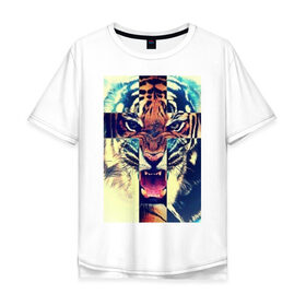 Мужская футболка хлопок Oversize с принтом SWAG tiger в Екатеринбурге, 100% хлопок | свободный крой, круглый ворот, “спинка” длиннее передней части | bshirts | swag | tiger | сваг | свог | свэг | тигр
