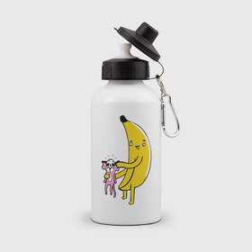 Бутылка спортивная с принтом Мстительный банан в Екатеринбурге, металл | емкость — 500 мл, в комплекте две пластиковые крышки и карабин для крепления | Тематика изображения на принте: bananes | мартышка | обезьяна | фрукты
