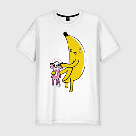 Мужская футболка премиум с принтом Мстительный банан в Екатеринбурге, 92% хлопок, 8% лайкра | приталенный силуэт, круглый вырез ворота, длина до линии бедра, короткий рукав | bananes | мартышка | обезьяна | фрукты