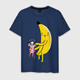 Мужская футболка хлопок с принтом Мстительный банан в Екатеринбурге, 100% хлопок | прямой крой, круглый вырез горловины, длина до линии бедер, слегка спущенное плечо. | bananes | мартышка | обезьяна | фрукты