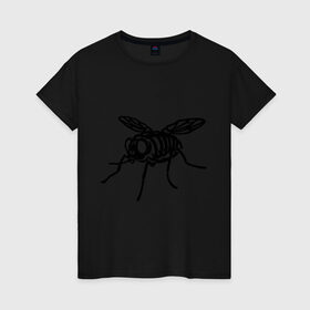 Женская футболка хлопок с принтом Рентген мухи в Екатеринбурге, 100% хлопок | прямой крой, круглый вырез горловины, длина до линии бедер, слегка спущенное плечо | скелет