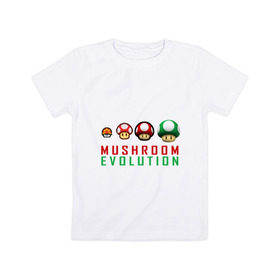 Детская футболка хлопок с принтом Mario Mushroom Evolution в Екатеринбурге, 100% хлопок | круглый вырез горловины, полуприлегающий силуэт, длина до линии бедер | nintendo | марио | нинтендо