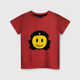 Детская футболка хлопок с принтом Смайл Че Гевара в Екатеринбурге, 100% хлопок | круглый вырез горловины, полуприлегающий силуэт, длина до линии бедер | Тематика изображения на принте: che gevara | smile | смайл