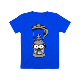 Детская футболка хлопок с принтом Бендер-блендер в Екатеринбурге, 100% хлопок | круглый вырез горловины, полуприлегающий силуэт, длина до линии бедер | Тематика изображения на принте: bender | блэндер | мультик | мультфильм | робот | футурама