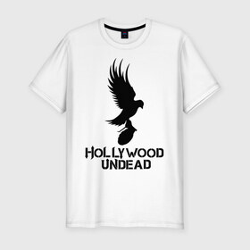 Мужская футболка премиум с принтом Hollywood Undead в Екатеринбурге, 92% хлопок, 8% лайкра | приталенный силуэт, круглый вырез ворота, длина до линии бедра, короткий рукав | hollywood undead | undead | птица с гранатой | рок реп группа hollywood undead