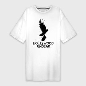 Платье-футболка хлопок с принтом Hollywood Undead в Екатеринбурге,  |  | hollywood undead | undead | птица с гранатой | рок реп группа hollywood undead