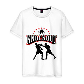 Мужская футболка хлопок с принтом Knockout в Екатеринбурге, 100% хлопок | прямой крой, круглый вырез горловины, длина до линии бедер, слегка спущенное плечо. | 