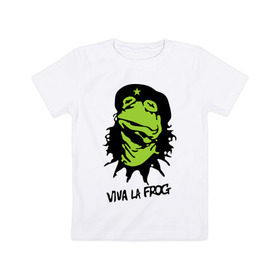 Детская футболка хлопок с принтом Viva la Frog в Екатеринбурге, 100% хлопок | круглый вырез горловины, полуприлегающий силуэт, длина до линии бедер | frog | viva la frog | viva лягушка | лягушка | лягушка чегевара