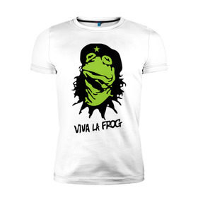 Мужская футболка премиум с принтом Viva la Frog в Екатеринбурге, 92% хлопок, 8% лайкра | приталенный силуэт, круглый вырез ворота, длина до линии бедра, короткий рукав | frog | viva la frog | viva лягушка | лягушка | лягушка чегевара