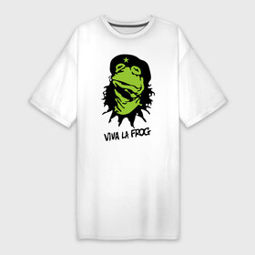 Платье-футболка хлопок с принтом Viva la Frog в Екатеринбурге,  |  | frog | viva la frog | viva лягушка | лягушка | лягушка чегевара