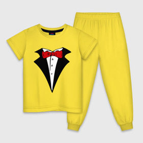 Детская пижама хлопок с принтом Смокинг и красная бабочка в Екатеринбурге, 100% хлопок |  брюки и футболка прямого кроя, без карманов, на брюках мягкая резинка на поясе и по низу штанин
 | смокинг