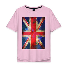 Мужская футболка хлопок Oversize с принтом Флаг Британии в цветах в Екатеринбурге, 100% хлопок | свободный крой, круглый ворот, “спинка” длиннее передней части | англия | британский флаг | великобритания | флаг великобритании