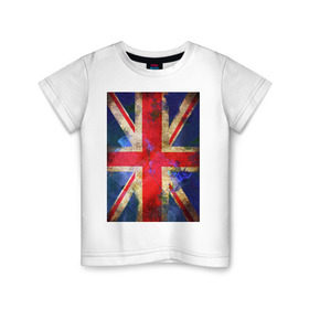Детская футболка хлопок с принтом Флаг Британии в цветах в Екатеринбурге, 100% хлопок | круглый вырез горловины, полуприлегающий силуэт, длина до линии бедер | Тематика изображения на принте: англия | британский флаг | великобритания | флаг великобритании