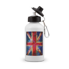 Бутылка спортивная с принтом Флаг Британии в цветах в Екатеринбурге, металл | емкость — 500 мл, в комплекте две пластиковые крышки и карабин для крепления | англия | британский флаг | великобритания | флаг великобритании