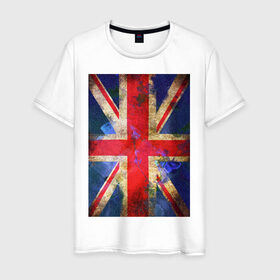 Мужская футболка хлопок с принтом Флаг Британии в цветах в Екатеринбурге, 100% хлопок | прямой крой, круглый вырез горловины, длина до линии бедер, слегка спущенное плечо. | англия | британский флаг | великобритания | флаг великобритании