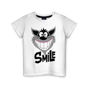 Детская футболка хлопок с принтом Улыбка Smile в Екатеринбурге, 100% хлопок | круглый вырез горловины, полуприлегающий силуэт, длина до линии бедер | smile | волк | смайл | смайлик | улыбка