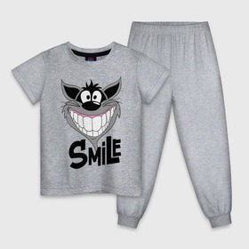 Детская пижама хлопок с принтом Улыбка Smile в Екатеринбурге, 100% хлопок |  брюки и футболка прямого кроя, без карманов, на брюках мягкая резинка на поясе и по низу штанин
 | smile | волк | смайл | смайлик | улыбка