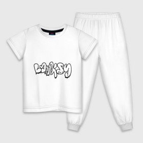 Детская пижама хлопок с принтом Banksy graffiti в Екатеринбурге, 100% хлопок |  брюки и футболка прямого кроя, без карманов, на брюках мягкая резинка на поясе и по низу штанин
 | banksy | banksy graffiti | бенкси | бэнкси | графити | граффити | стрит арт | стритарт