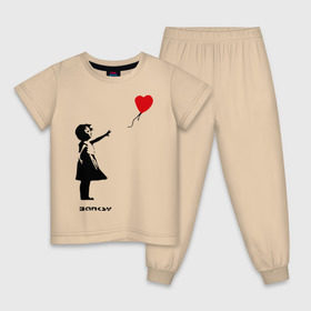 Детская пижама хлопок с принтом Девочка с шариком-сердечком в Екатеринбурге, 100% хлопок |  брюки и футболка прямого кроя, без карманов, на брюках мягкая резинка на поясе и по низу штанин
 | banksy | бенкси | бэнкси | графити | граффити | девочка с сердечком | девочка с шариком | девочка с шариком сердечком | стрит арт | стритарт
