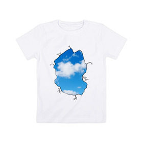 Детская футболка хлопок с принтом Небо. Бэнкси в Екатеринбурге, 100% хлопок | круглый вырез горловины, полуприлегающий силуэт, длина до линии бедер | Тематика изображения на принте: banksy | бенкси | бэнкси | графити | граффити | небо | облака | облако | стрит арт | стритарт