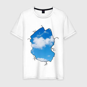 Мужская футболка хлопок с принтом Небо. Бэнкси в Екатеринбурге, 100% хлопок | прямой крой, круглый вырез горловины, длина до линии бедер, слегка спущенное плечо. | banksy | бенкси | бэнкси | графити | граффити | небо | облака | облако | стрит арт | стритарт