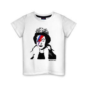 Детская футболка хлопок с принтом Елизавета вторая в Екатеринбурге, 100% хлопок | круглый вырез горловины, полуприлегающий силуэт, длина до линии бедер | banksy | английская королева | англия | бенкси | бэнкси | великобритания | графити | граффити | королева | стрит арт | стритарт