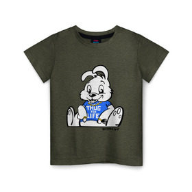 Детская футболка хлопок с принтом Кролик Бэнкси в Екатеринбурге, 100% хлопок | круглый вырез горловины, полуприлегающий силуэт, длина до линии бедер | banksy | бенкси | бэнкси | графити | граффити | кролик | плющевый кролик | стрит арт | стритарт