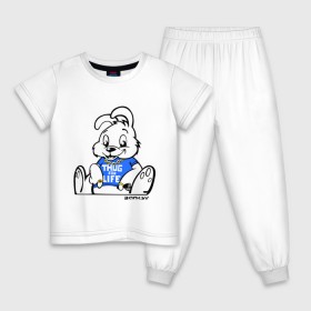 Детская пижама хлопок с принтом Кролик Бэнкси в Екатеринбурге, 100% хлопок |  брюки и футболка прямого кроя, без карманов, на брюках мягкая резинка на поясе и по низу штанин
 | banksy | бенкси | бэнкси | графити | граффити | кролик | плющевый кролик | стрит арт | стритарт