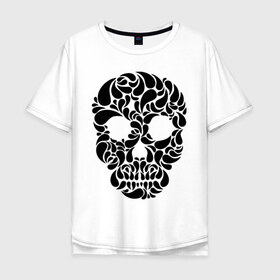 Мужская футболка хлопок Oversize с принтом Pattern skull в Екатеринбурге, 100% хлопок | свободный крой, круглый ворот, “спинка” длиннее передней части | 