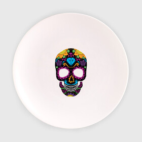 Тарелка с принтом Skull mexica в Екатеринбурге, фарфор | диаметр - 210 мм
диаметр для нанесения принта - 120 мм | Тематика изображения на принте: skull | мексика | мексиканский череп | череп | черепа