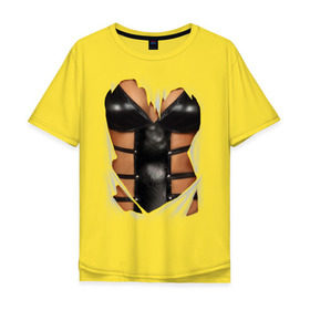 Мужская футболка хлопок Oversize с принтом Leather underwear в Екатеринбурге, 100% хлопок | свободный крой, круглый ворот, “спинка” длиннее передней части | woman body | белье | грудь | женское тело | нижнее белье | подарок жене | тело