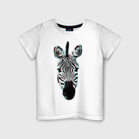Детская футболка хлопок с принтом Зебра watercolor в Екатеринбурге, 100% хлопок | круглый вырез горловины, полуприлегающий силуэт, длина до линии бедер | животные | звери | зебра