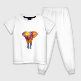 Детская пижама хлопок с принтом Слон watercolor в Екатеринбурге, 100% хлопок |  брюки и футболка прямого кроя, без карманов, на брюках мягкая резинка на поясе и по низу штанин
 | Тематика изображения на принте: слон