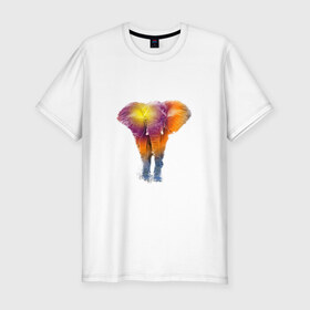 Мужская футболка премиум с принтом Слон watercolor в Екатеринбурге, 92% хлопок, 8% лайкра | приталенный силуэт, круглый вырез ворота, длина до линии бедра, короткий рукав | Тематика изображения на принте: слон