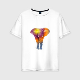 Женская футболка хлопок Oversize с принтом Слон watercolor в Екатеринбурге, 100% хлопок | свободный крой, круглый ворот, спущенный рукав, длина до линии бедер
 | Тематика изображения на принте: слон