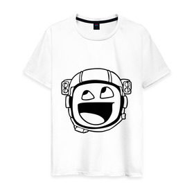 Мужская футболка хлопок с принтом Аwesome fase космонавт в Екатеринбурге, 100% хлопок | прямой крой, круглый вырез горловины, длина до линии бедер, слегка спущенное плечо. | mem | интернет приколы | космонавт | мем