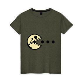 Женская футболка хлопок с принтом dead pacman в Екатеринбурге, 100% хлопок | прямой крой, круглый вырез горловины, длина до линии бедер, слегка спущенное плечо | игры | мертвый пакман | пакман | череп