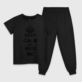 Детская пижама хлопок с принтом Keep calm and hug mе в Екатеринбурге, 100% хлопок |  брюки и футболка прямого кроя, без карманов, на брюках мягкая резинка на поясе и по низу штанин
 | Тематика изображения на принте: обнимашки | обними меня | объятия