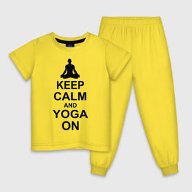 Детская пижама хлопок с принтом Keep calm and yoga on в Екатеринбурге, 100% хлопок |  брюки и футболка прямого кроя, без карманов, на брюках мягкая резинка на поясе и по низу штанин
 | йога | ом | спорт