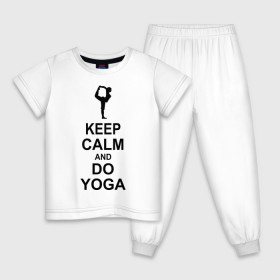 Детская пижама хлопок с принтом Keep calm and do yoga. в Екатеринбурге, 100% хлопок |  брюки и футболка прямого кроя, без карманов, на брюках мягкая резинка на поясе и по низу штанин
 | йога | ом | спорт