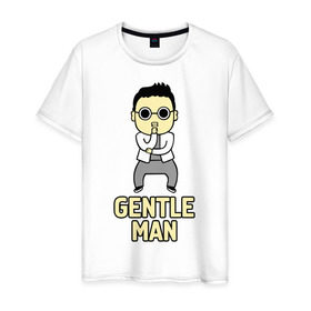 Мужская футболка хлопок с принтом Gentleman (джентльмен) в Екатеринбурге, 100% хлопок | прямой крой, круглый вырез горловины, длина до линии бедер, слегка спущенное плечо. | gentleman | psy | джентльмен | музыка | певец psy