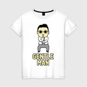 Женская футболка хлопок с принтом Gentleman (джентльмен) в Екатеринбурге, 100% хлопок | прямой крой, круглый вырез горловины, длина до линии бедер, слегка спущенное плечо | gentleman | psy | джентльмен | музыка | певец psy